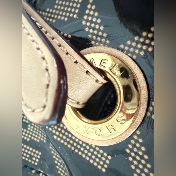 Michael Kors Black and Tan Signature Backpack - Picture 4 of 15